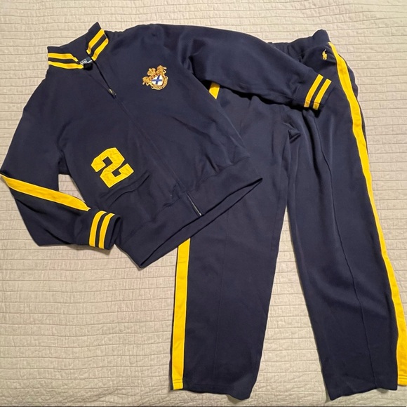 Polo Ralph Lauren Other - VINTAGE POLO RALPH LAUREN Boys Medium Crest Logo 02 Track Suit Navy Yellow
